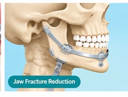 Jaw fracture assessment and stabilisation being carried out in a clinical setting.