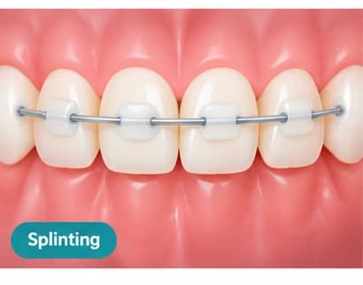 Loose teeth being stabilized together as part of a splinting treatment plan.