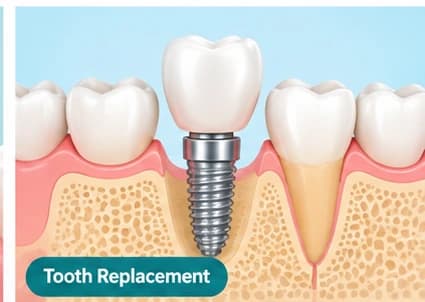 Missing tooth restoration and replacement plan being discussed in a modern clinic.